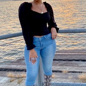 Black Ruffle long sleeve top